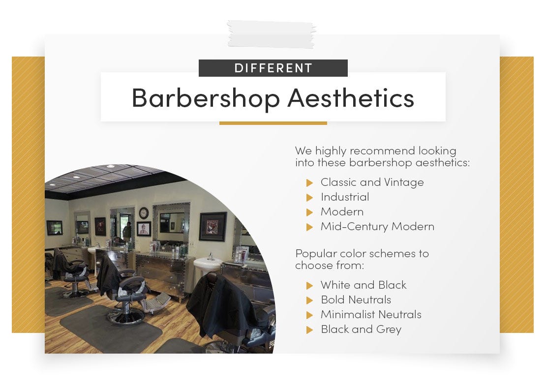 popular barber shop design aesthetics and color schemes