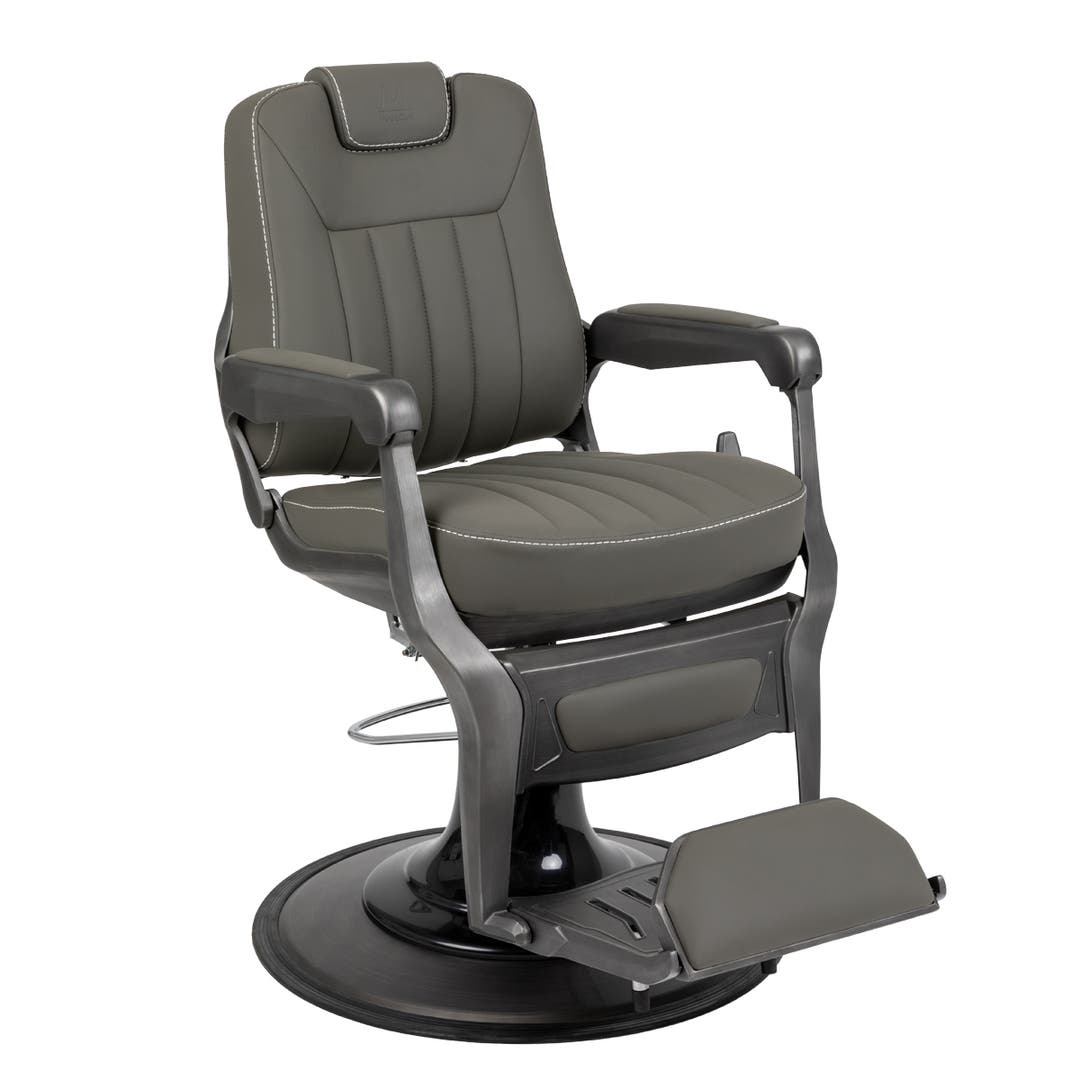 Wraith Barber Chair in Gray with Gunmetal Frame