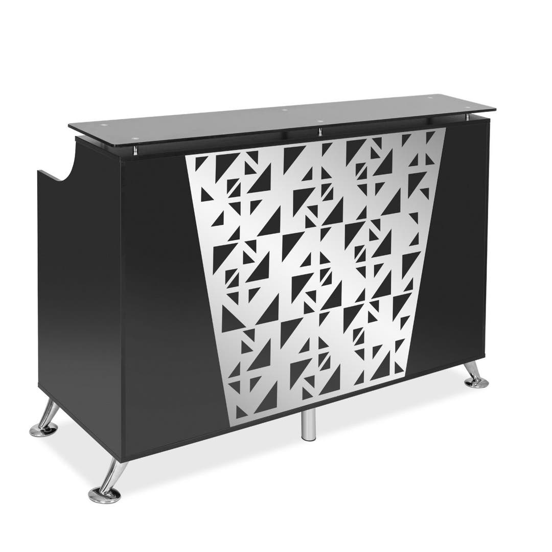 Tavola Reception Desk in Black-Stainless Steel Accent-5 Ft