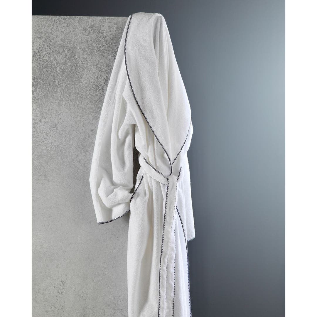 Bordado Shawl Collar Plush Spa Robe 3/4 Sleeve by The Madison Collection
