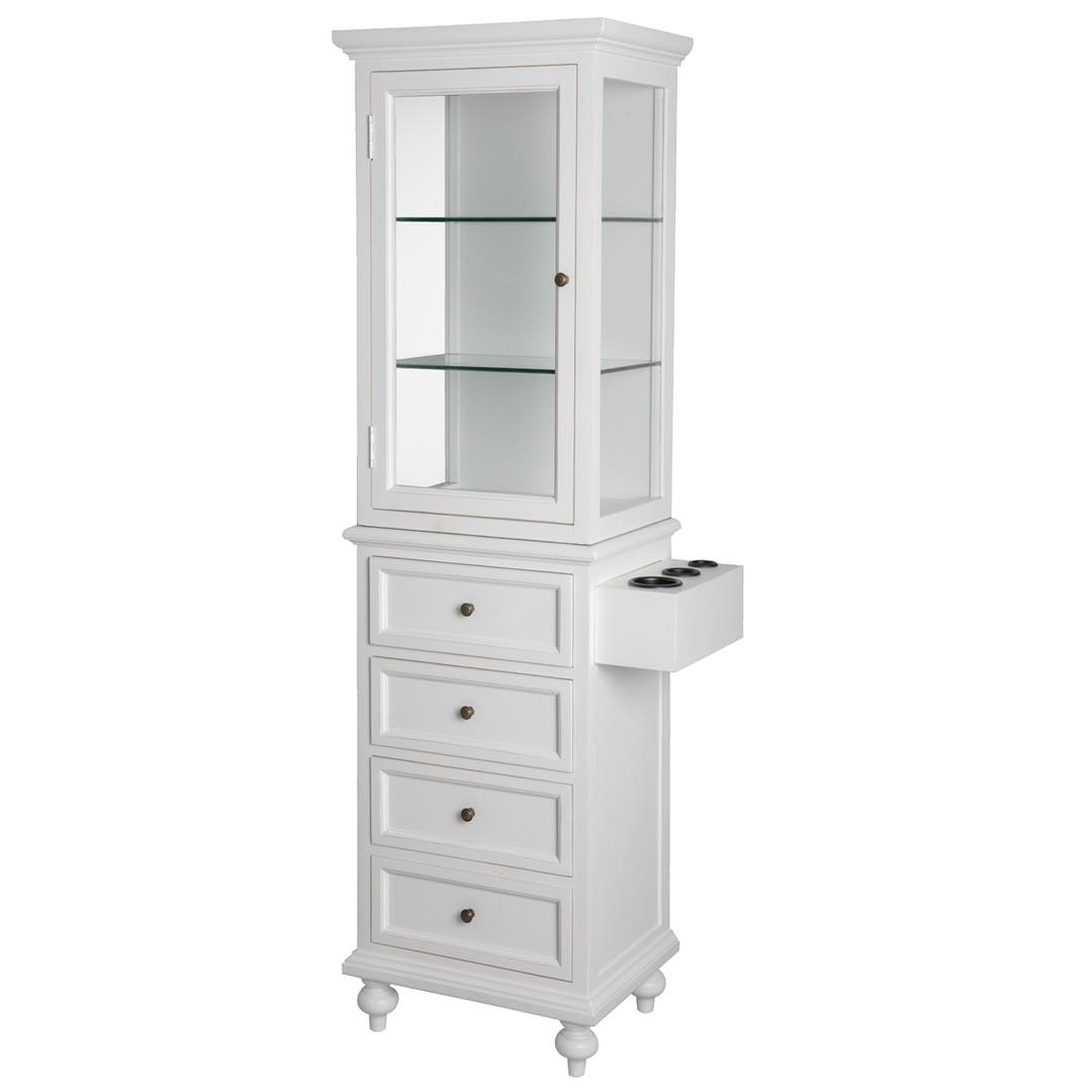 Chastain Styling Station in Distressed White with Retail Display