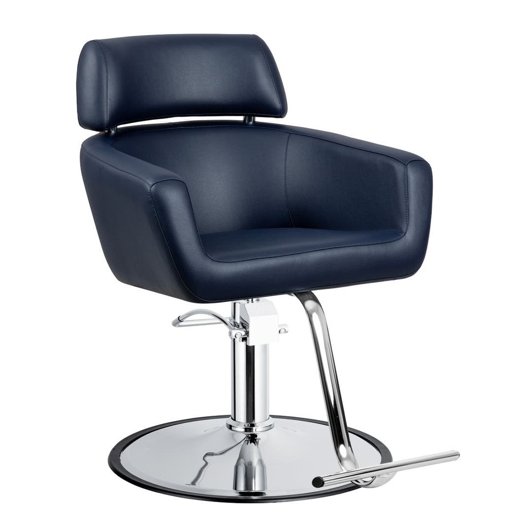 OPEN BOX - Azure Styling Chair in Navy Blue with Chrome Round Base