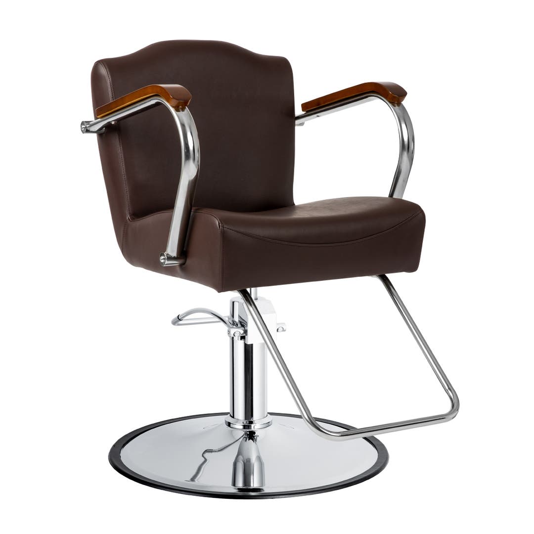 Regal Salon Styling Chair in Espresso - Round Chrome Base- CLEARANCE, DISCONTINUED, AS IS, NO WARRANTY, NO RETURN