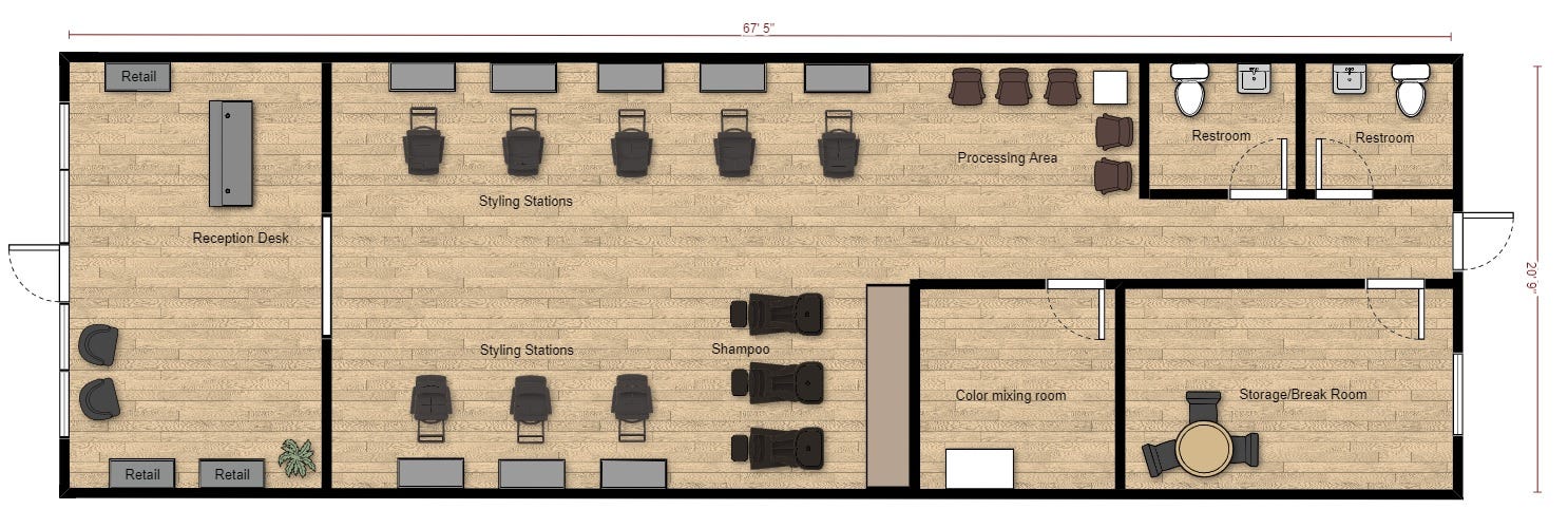 small hair salon blueprints