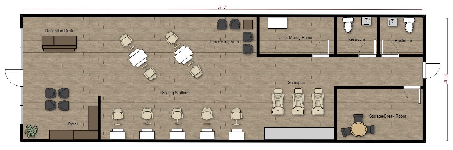 salon and spa floor plan