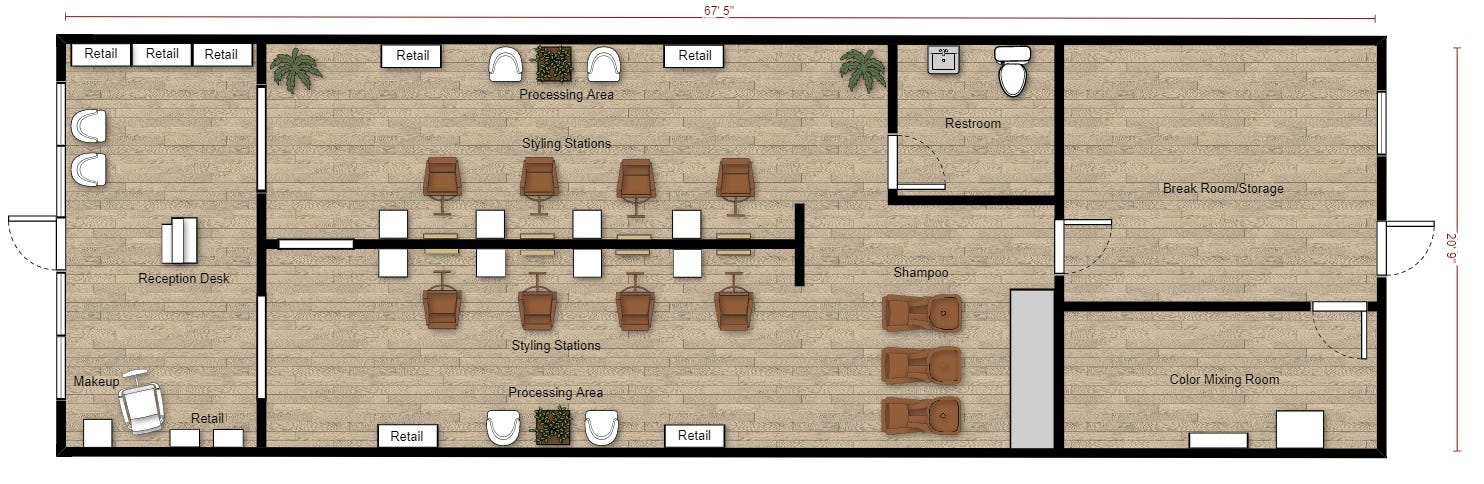 small hair salon blueprints