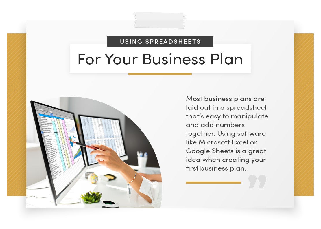 using spreadsheets for your business plan